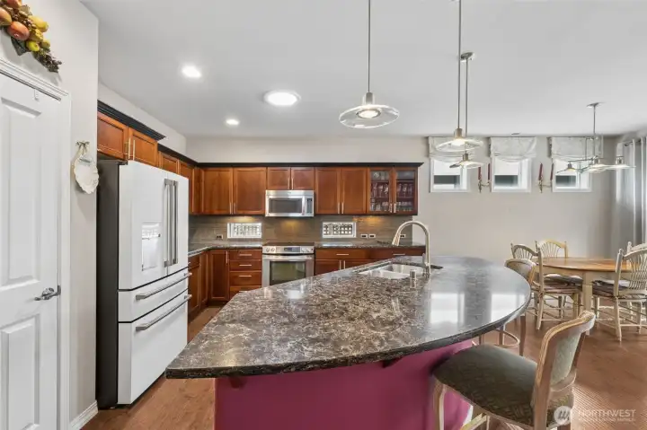 Gorgeous kitchen island with pendant lighting
