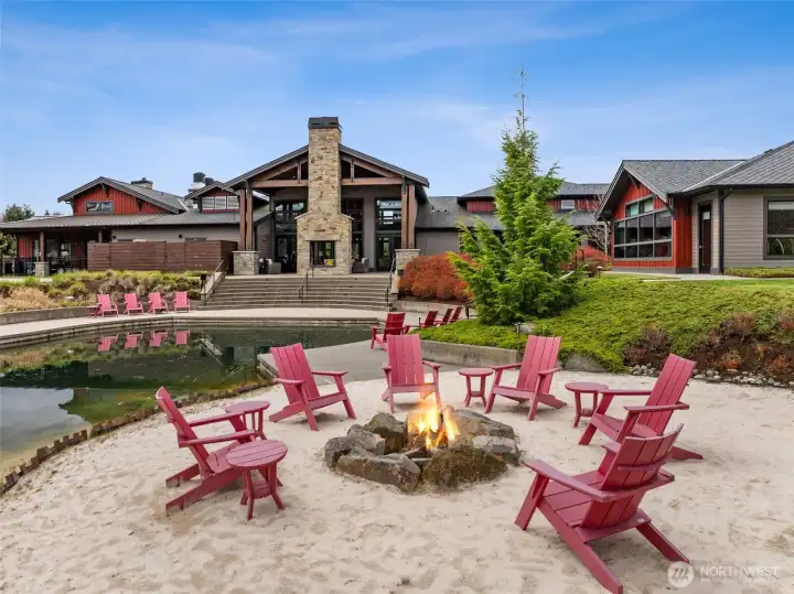 Fireside seating at the Seven Summits Lodge