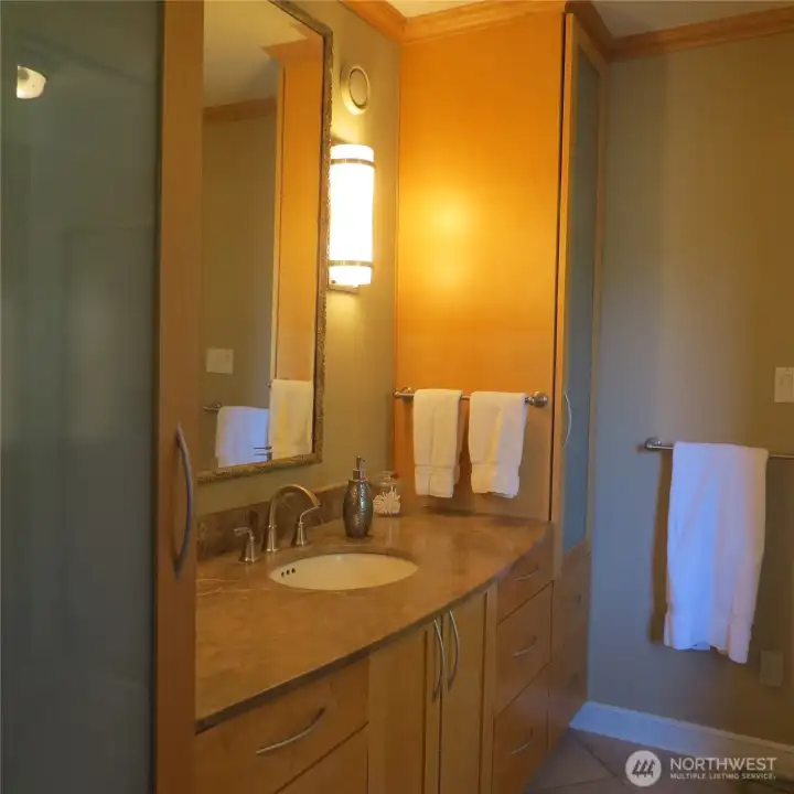 Hers and His sides with tons of drawers/storage.