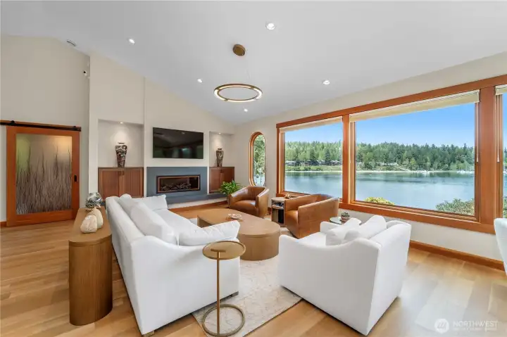 Relax in the great room with the cozy fireplace