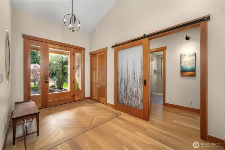 Custom glass slider made with real birch branches