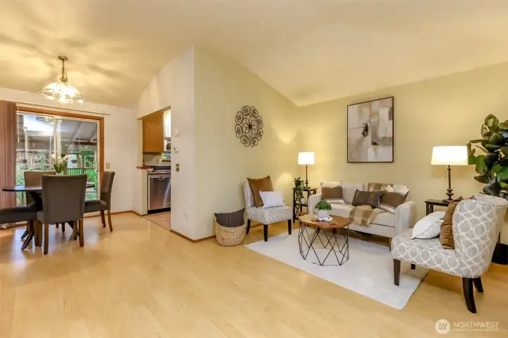 Living room and dining room