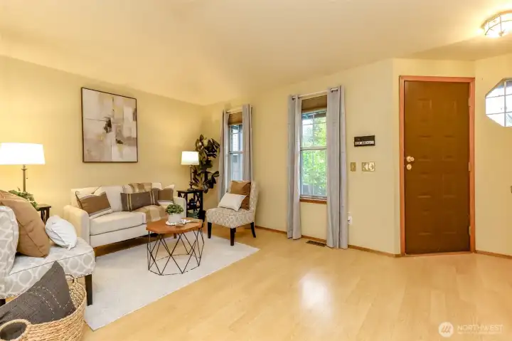 Living room and front door entry