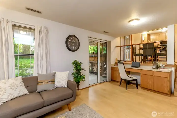 Lower level family room den and office area