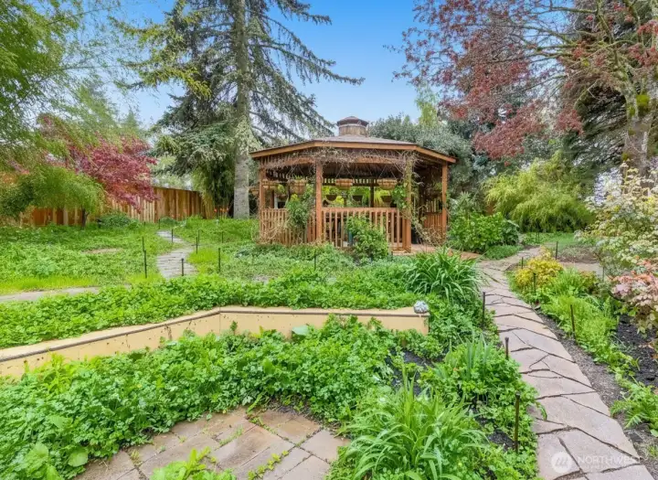 Gazebo and garden path