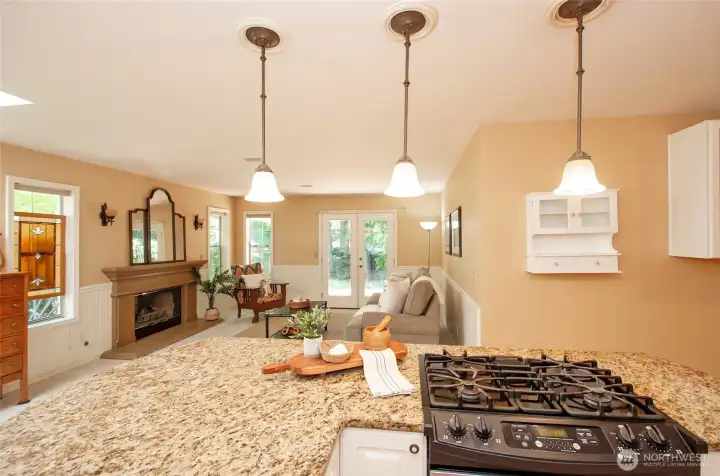 View into Secondary Family Room with Gas Fireplace