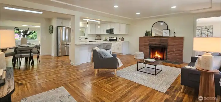 Open floor plan, with Classic Fireplace, perfect for ANY Occasion!