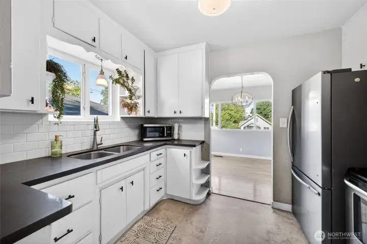 Functional kitchen with fresh paint