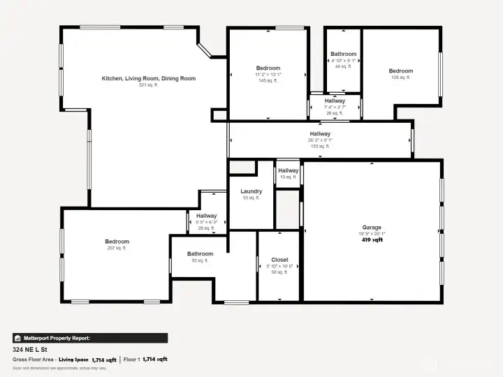 Floor Plan Sketch- Measurements may not be exact.  Buyer due diligence.