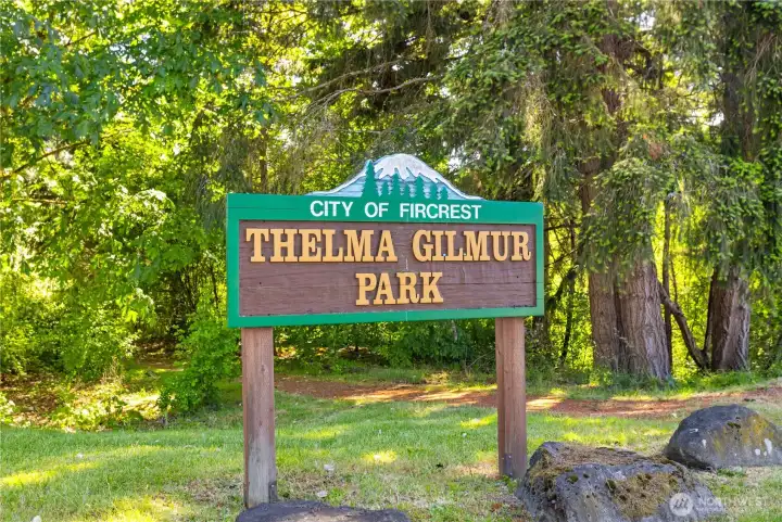 The property enjoys direct access to Thelma Gilman Park