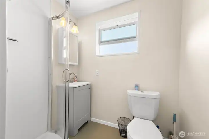 Upstairs is a newly added bathroom, convenient in location and size for the upstairs space. Upstairs is a newly added bathroom, convenient in location and size for the upstairs space.