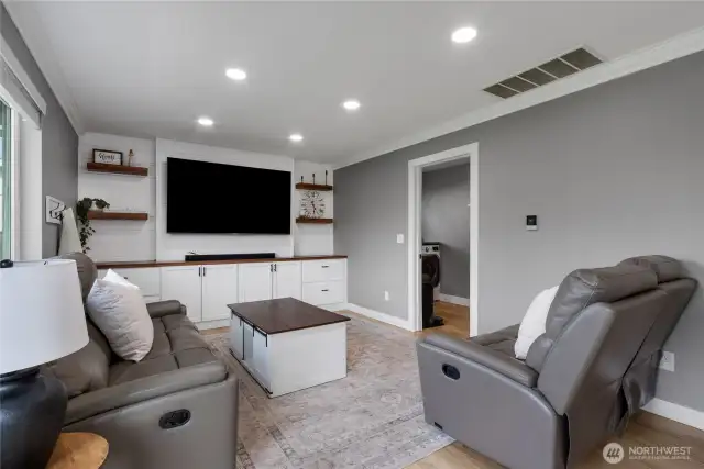 Back Living Room features built ins for even more storage and cleanliness.