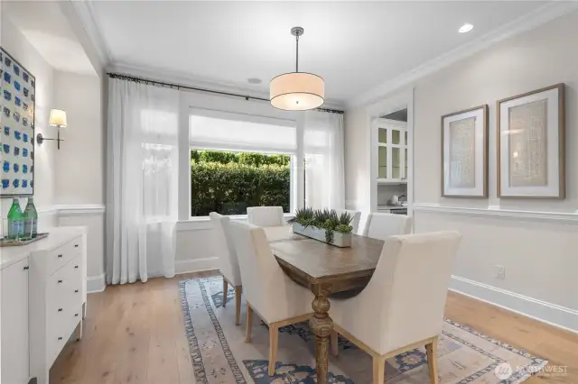 For more formal meals, the expansive dining room provides plenty of space, with room to accommodate large holiday gatherings.