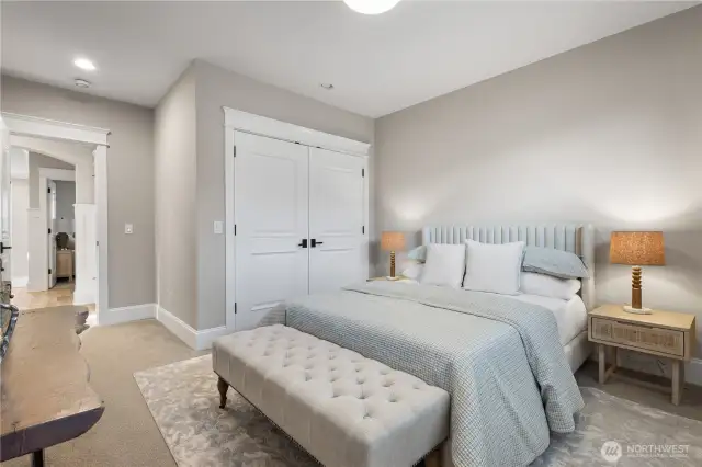 One of three spacious secondary bedrooms located upstairs.