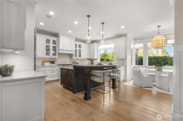 The expansive eat-in kitchen boasts a sunny breakfast nook, a butler’s pantry, and abundant storage — perfect for all your entertaining needs.