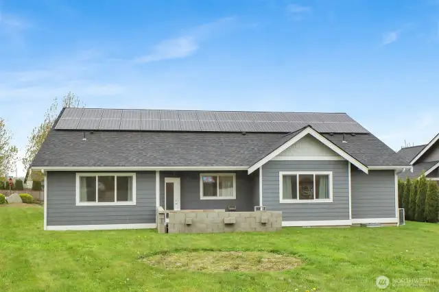 Large backyard and the solar panels provide low power bills, and excess put back in the power grid. This home has all day sunlight.