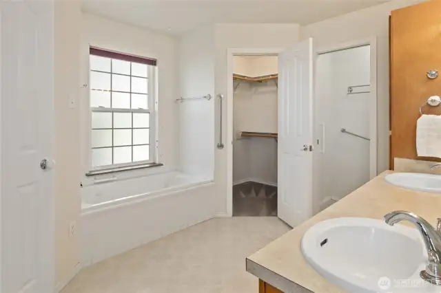 2 walk in closets and double sinks