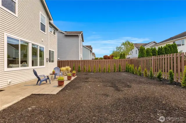 Level, low maintenance backyard
