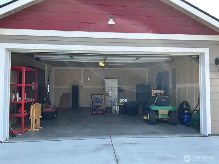 Finished double garage with opener