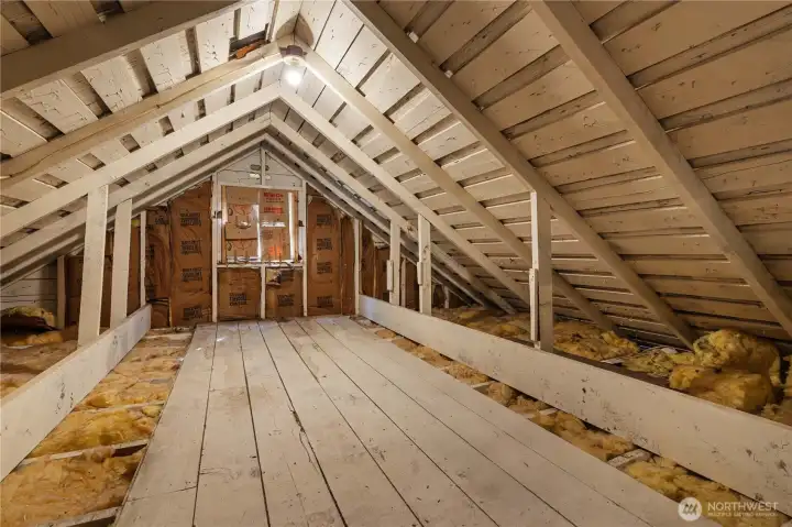 So much additional storage in the unfinished attic.