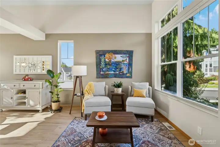 Sunny and bright with vaulted ceilings and LVP flooring