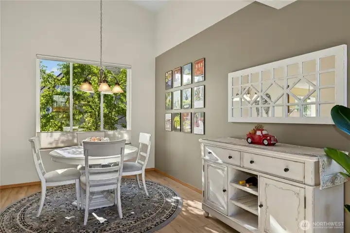 Large dining room with space to expand for large gatherings