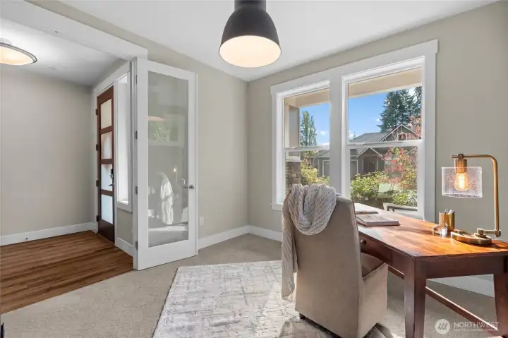 Step behind French doors into a serene workspace, free from noise and perfect for working from home.