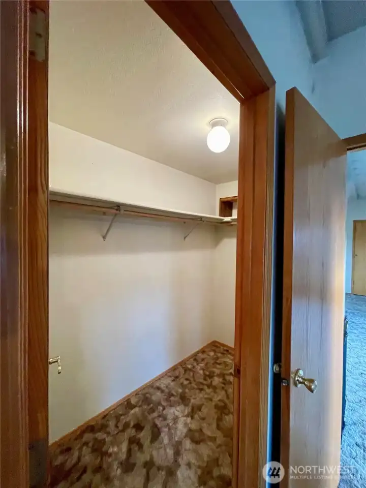 Large walk-in closet in primary bedroom.