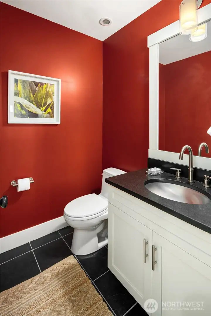 Guest half-bath on Main floor.