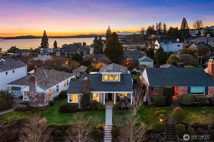 Looking west above 35th Ave W to front of house.