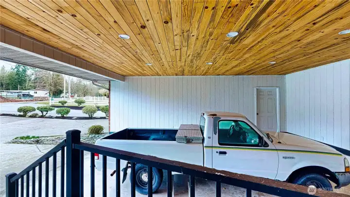 Under the carport. The attached garage is heated.