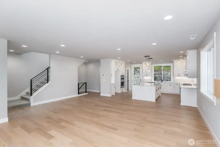 Gorgeous hardwood floors flow though the expansive Great room and kitchen.