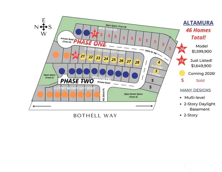 Altamura features 46 luxury residential homes near the heart of charming downtown Bothell.