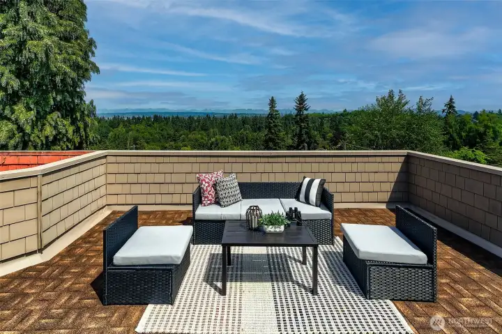 Take the elevator to the rooftop deck!