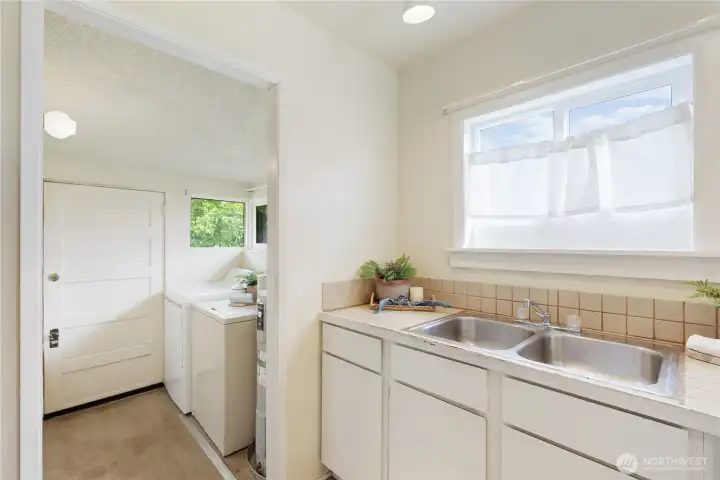 Laundry and back door off of the kitchen