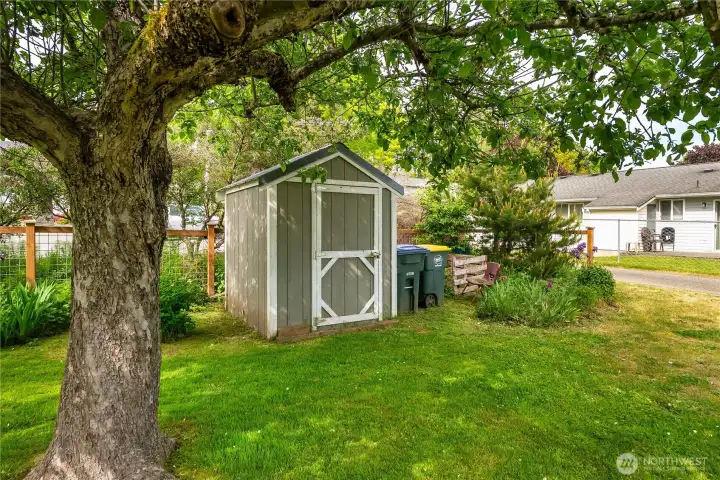 Storage shed included!