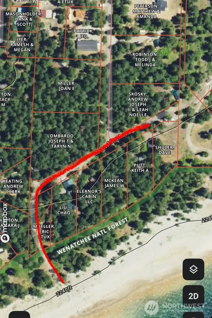 Route to beach from house