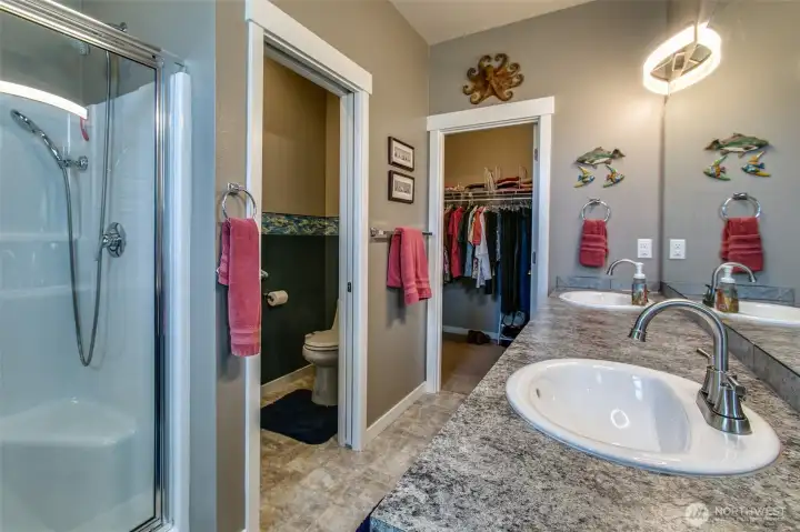 Primary bathroom with walk-in-closet Primary bathroom with walk-in-closet