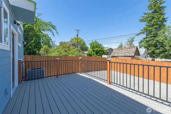Enjoy sitting outside on a brand new deck and partially fenced yard for additional privacy. Enjoy sitting outside on a brand new deck and partially fenced yard for additional privacy.