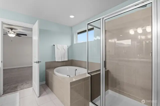 A good size shower and great soaking tub!