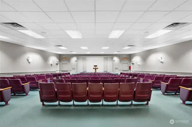 Over 140 theater style seats in the Main Auditorium.