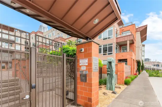 Main gate, building 1950, entrance off the side walk. This is where agents and clients meet up.