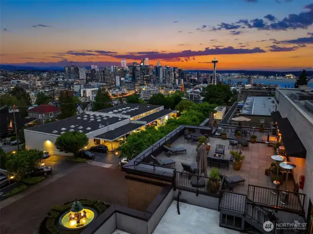 Rooftop deck overlooking Seattle