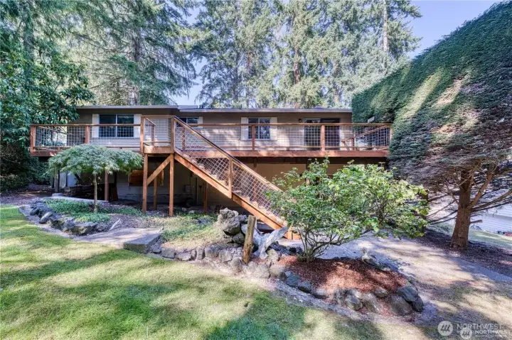 Large backyard, with park like setting!