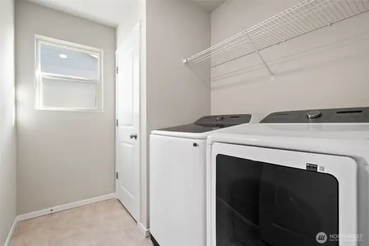 Separate Laundry Room, UPSTAIRS, w linen closet, and fixtures to sort, hang, and air drying. delicates.
