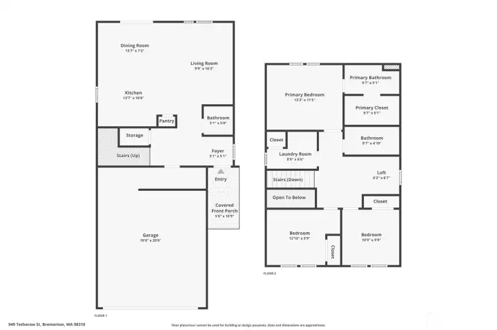 Garage 19' wide x 20' deep x 13' high offers space to park 2 trucks + storage + flex room #2.