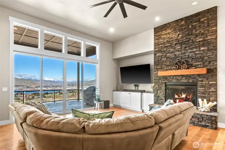 Propane stone fireplace