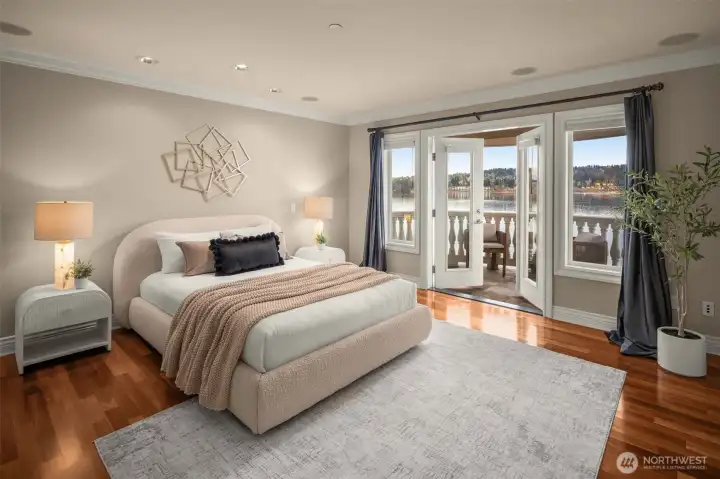 Wake up to waterfront views from your private balcony.