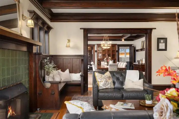 A true formal dining room offers scale, symmetry, and timeless sophistication. Coffered ceilings, leaded glass cabinetry, and a statement chandelier set the stage for memorable gatherings—where tradition, craftsmanship, and modern comfort meet.