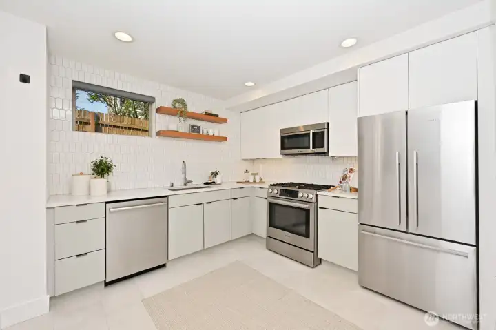 Kitchen with stainless steel appliances